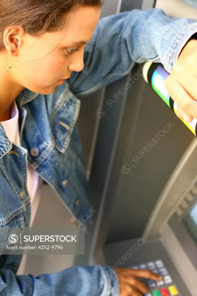 Teenage girl cash machine