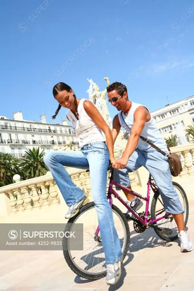 Teenage couple bike