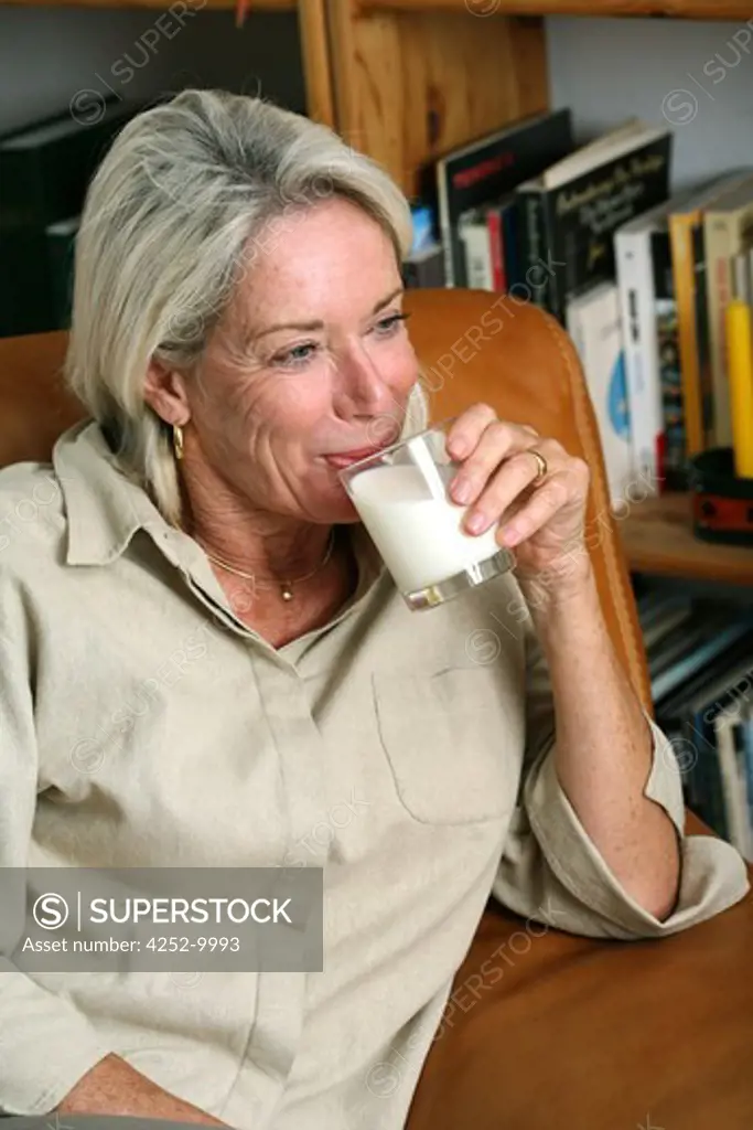 Senior woman milk