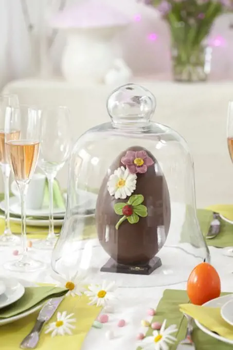 Chocolate egg Easter table