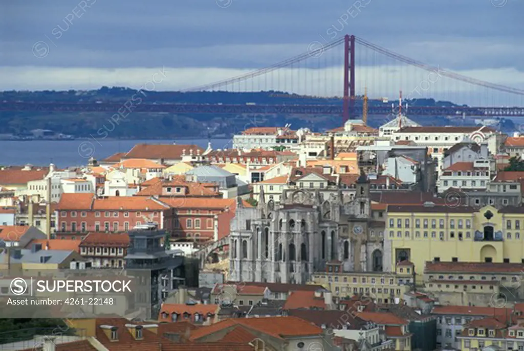 town view and tagus river, lisbon, portugal