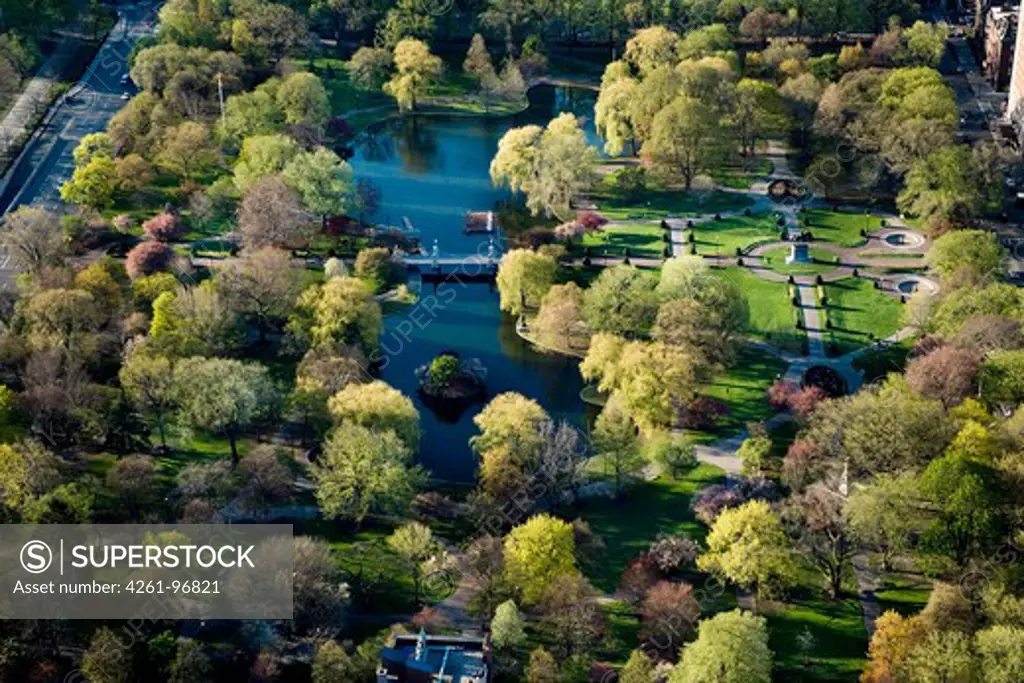 Aerial view, Pubblic Garden, Boston, Ma, USA