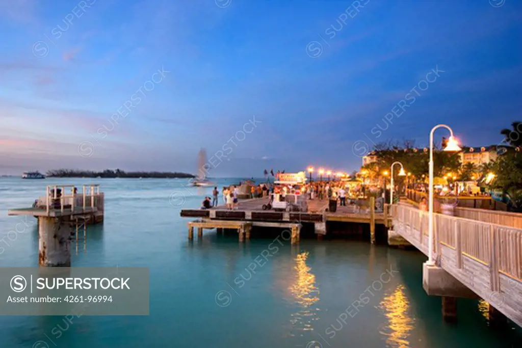 Sunset celebration on Mallory square, Key West, Florida, United States of America, North America 