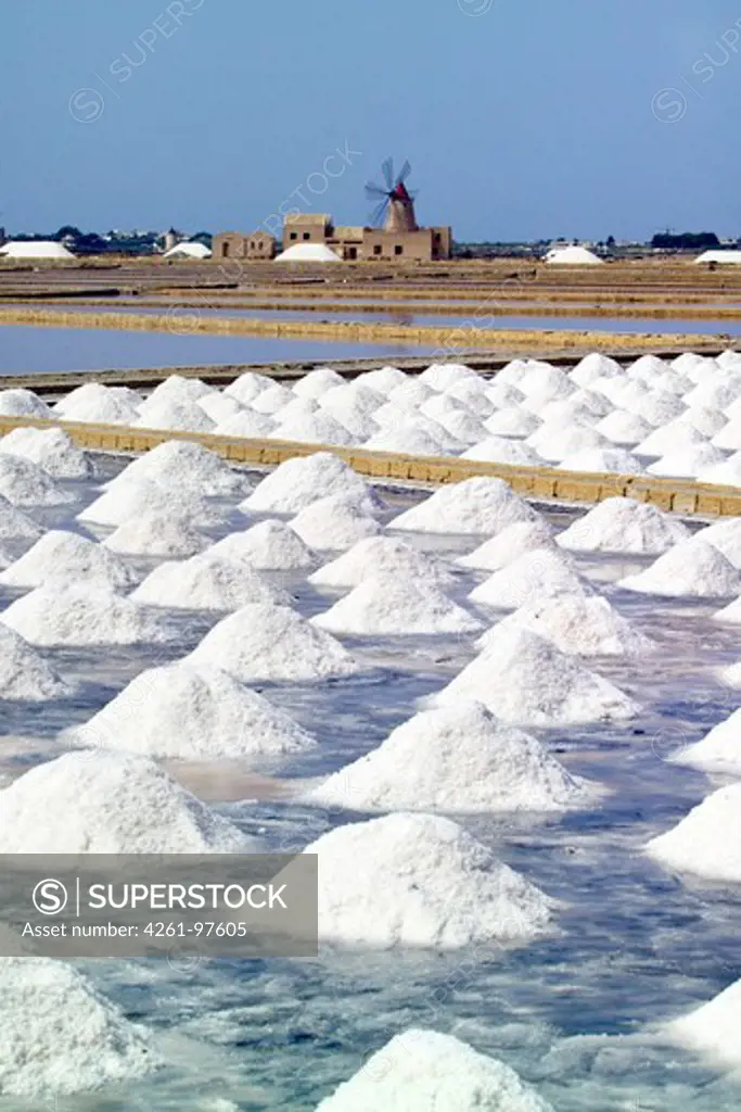 Salt, Ettore e Infersa saltworks, Marsala, Sicily, Italy