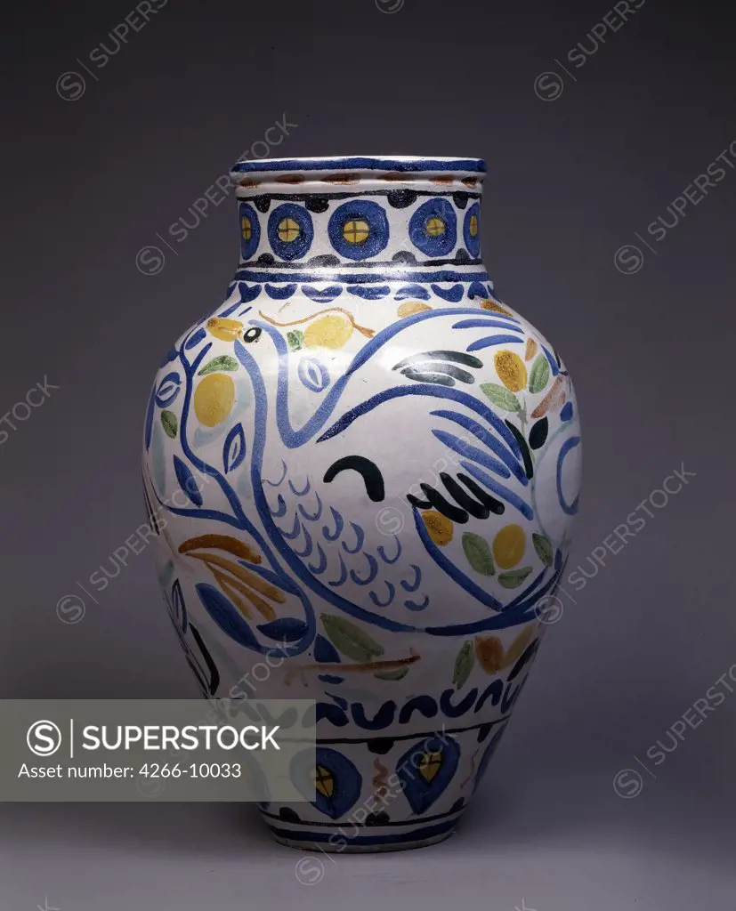 Vase by Andre Derain, polychrome, majolica, 1880-1954, Russia, Moscow, State A. Pushkin Museum of Fine Arts,