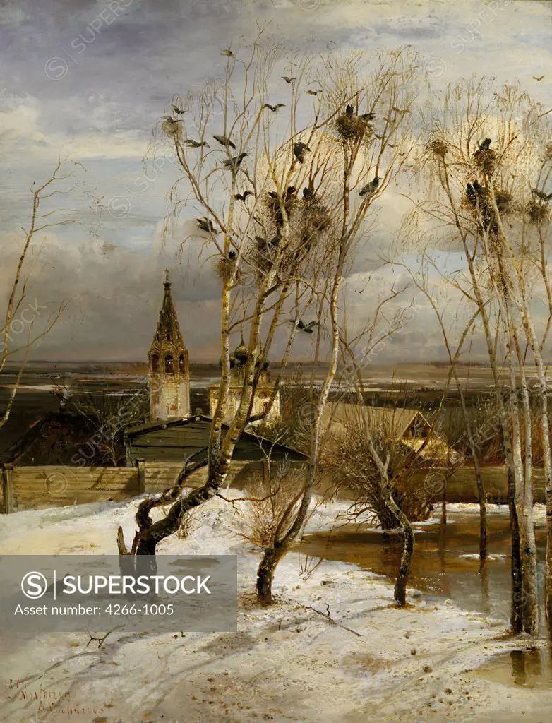 Spring landscape by Alexei Kondratyevich Savrasov, oil on canvas, 1871, 1830-1897, Russia, Moscow, State Tretyakov Gallery, 62x48, 5