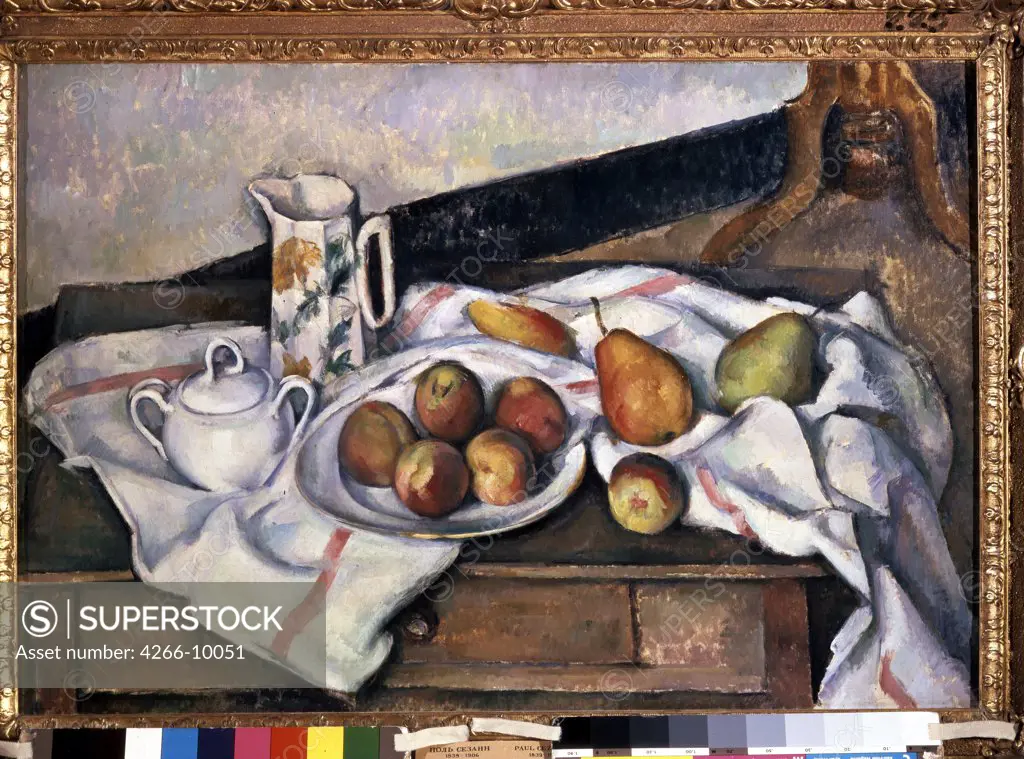 Still life with apples by Paul Cezanne, oil on canvas, 1890-1894, 1839-1906, Russia, Moscow, State Pushkin Museum of Fine Arts, 61x90