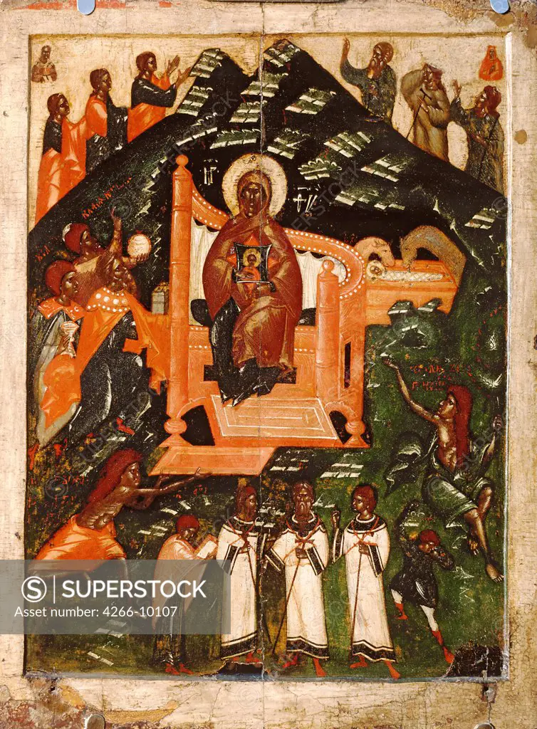 Adoration of Christ Child by anonymous painter, tempera on panel, 14th century, Russia, Moscow, State Tretyakov Gallery, 81x61
