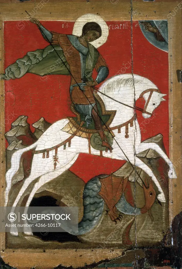 Icon with Saint George by anonymous painter, tempera on panel, 14th century, Russia, St. Petersburg, State Russian Museum, 58x41, 5