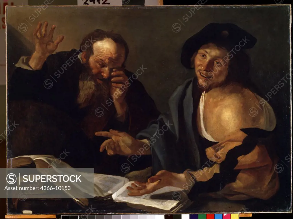 Philosophers by Dirck (Theodor) van Baburen, Oil on canvas, 1595-1624, Lithuania, Kaunas, State M. Ciurlionis Art Museum, 101x138