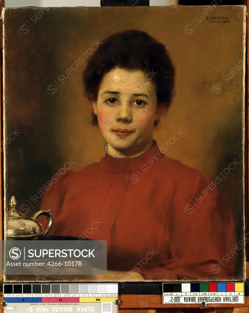 Portrait of lady by Karl (Carl) Gusov, Oil on canvas, 1904, 1843-1907, Lithuania, Kaunas, State M. Ciurlionis Art Museum, 61, 7x34