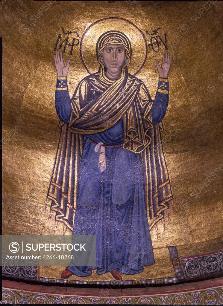 Madonna by Byzantine Master, Mosaic, circa 1037, Ukraine, Kiev, Saint Sophia Cathedral,