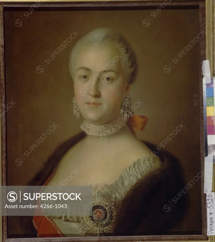 Empress Catherine II by Pietro Antonio Rotari, oil on canvas, 1761, 1707-1762, Russia, Moscow, State Tretyakov Gallery, 60x48