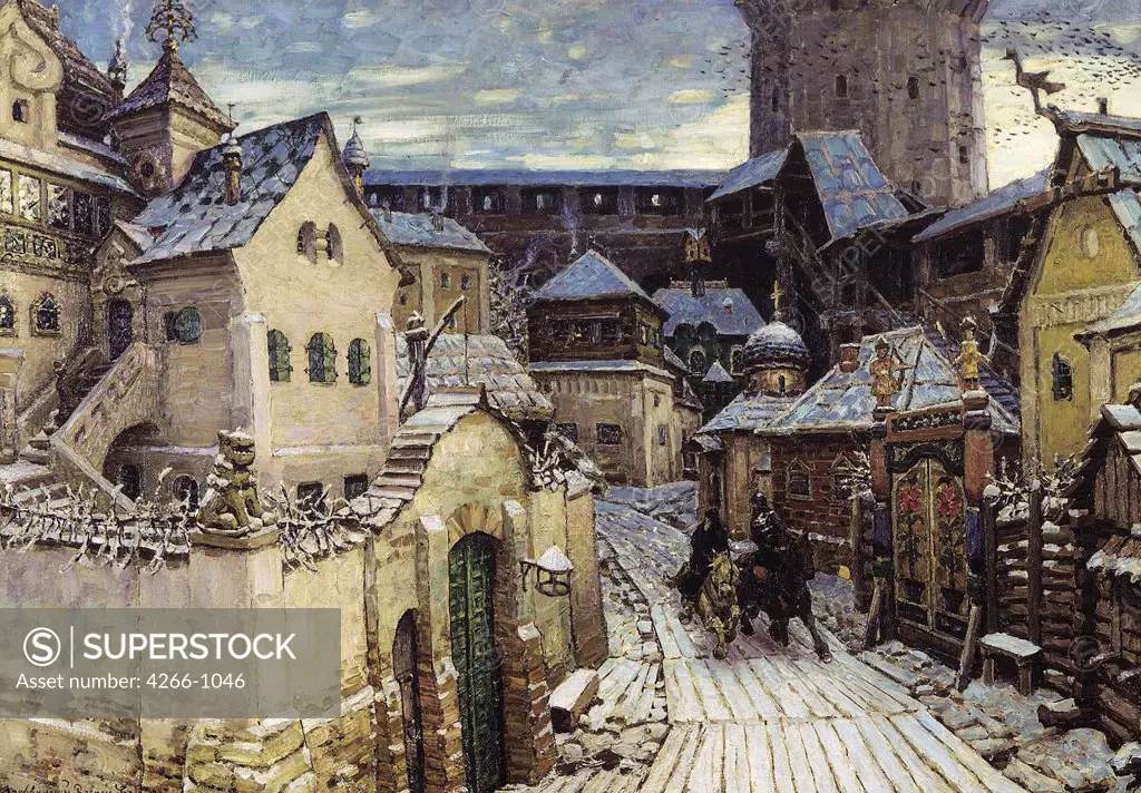 Winter in Moscow by Vasnetsov Appolinari Mikhaylovich Vasnetsov, oil on canvas, 1913, 1856-1933, Russia, Moscow, State Tretyakov Gallery, 124x178