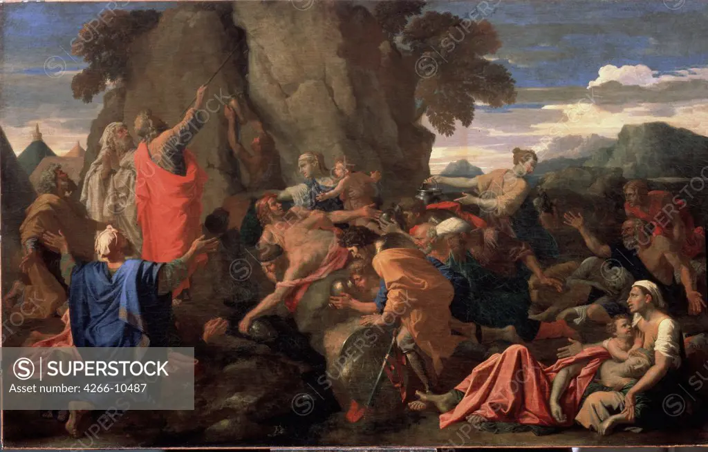 Moses striking Water from Rock by Nicolas Poussin, oil on canvas, 1649, 1594-1665, Russia, St. Petersburg, State Hermitage, 122, 5x191