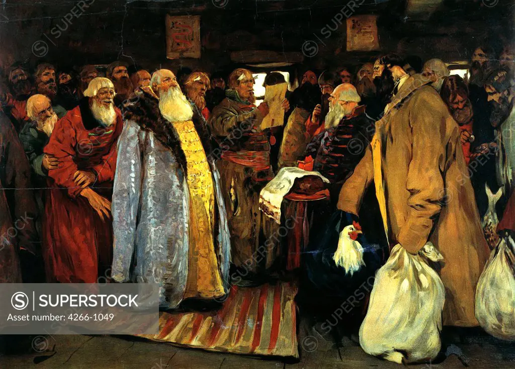 Men talking by Ivanov Sergei Vasilyevich, oil on cardboard, 1907, 1864-1910, Russia, Moscow, State Tretyakov Galler