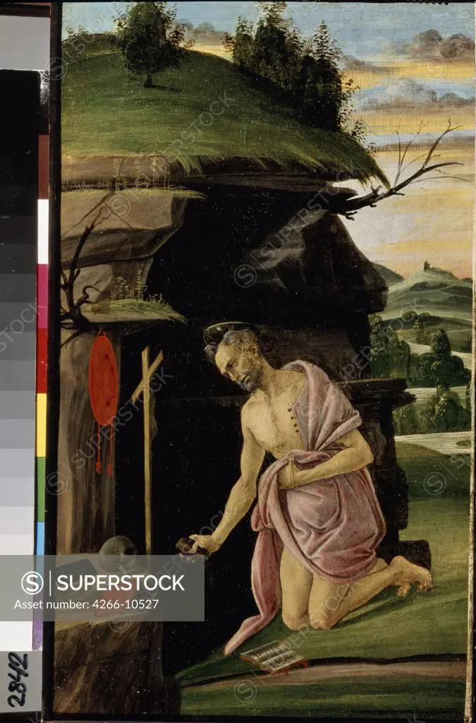Saint Jerome by Sandro Botticelli, tempera on canvas, between 1498 and 1505, 1445-1510, Russia, St. Petersburg, State Hermitage, 44, 5x26