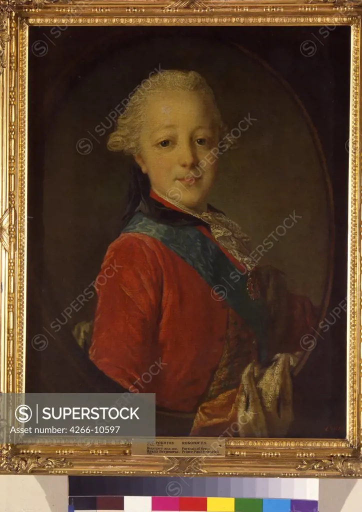 Portrait of Paul I by Fyodor Stepanovich Rokotov, oil on canvas, 1761, 1735-1808, Russia, St Petersburg, State Russian Museum, 58, 5x47, 5