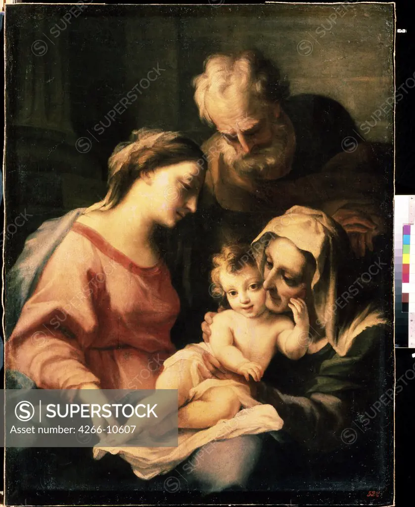 Holy Family with St Elisabeth by Luca Giordano, oil on canvas, 1632-1705, 17th century, School of Naples, Russia, Sevastopol, Kroshitsky Art Museum, 130x102