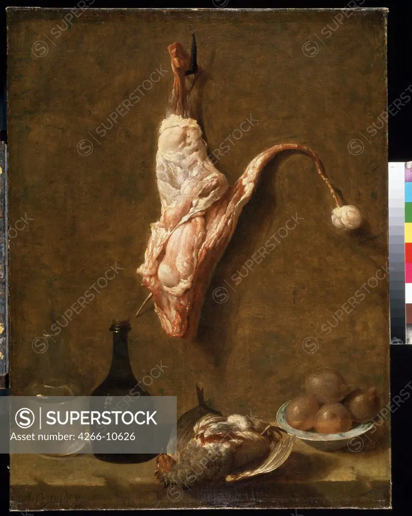 Still life with meat by Jean-Baptiste Oudry, oil on canvas, 1686-1755, 18th century, Russia, St. Petersburg, State Hermitage, 98x74