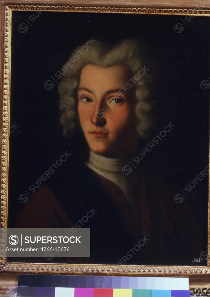 Portrait of emperor Peter II by Grigori Dmitrievich Molchanov, oil on canvas, circa 1730-after 1786, 18th century, Russia, Moscow, State Tretyakov Gallery, 52, 5x42, 5