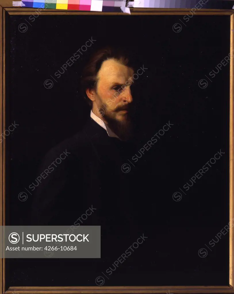 Self-portrait by Grigori Grigoryevich Myasoedov, oil on canvas , 1878, 1834-1911, Russia, Moscow, State Tretyakov Gallery , 94x77, 5