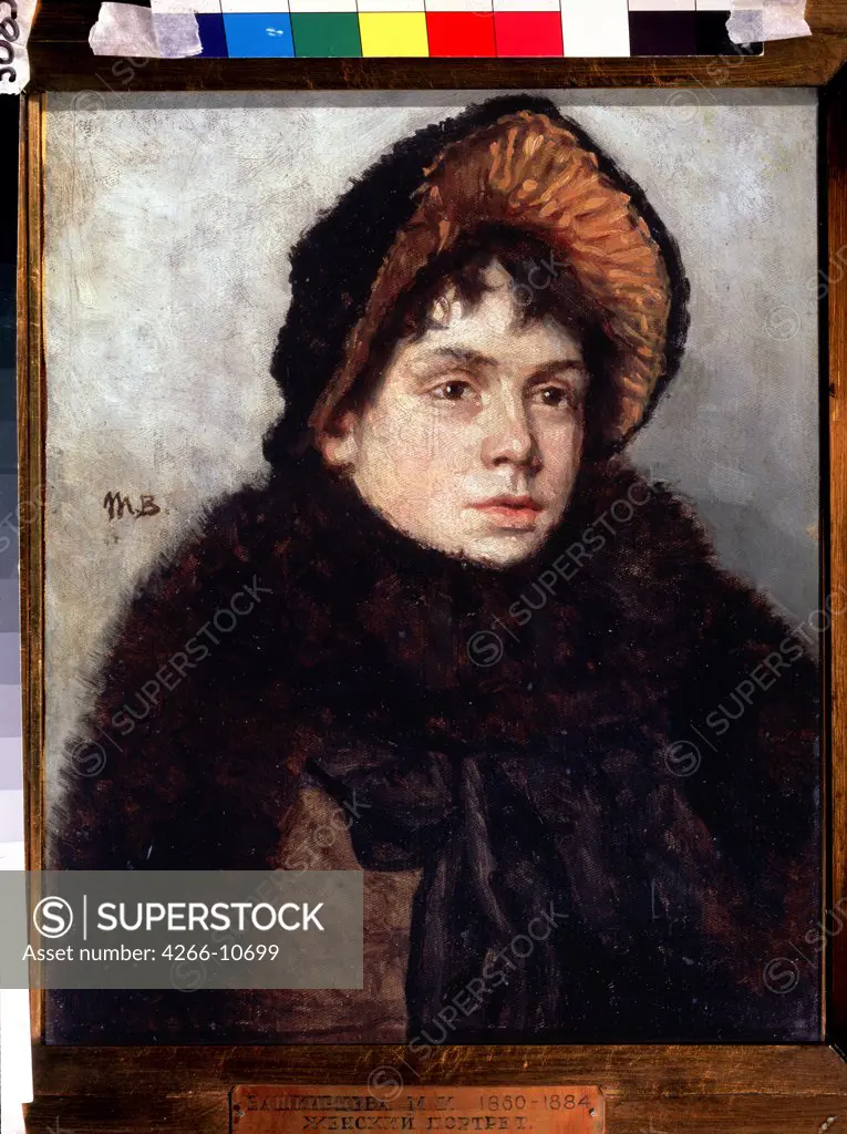 Portrait of lady by Maria Konstantinovna Bashkirtseva, Oil on canvas, 19th century, 1860-1884, Russia, Moscow, State Tretyakov Gallery, 35x27