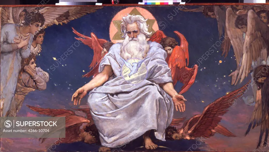 Kingdom of God by Viktor Mikhaylovich Vasnetsov, Oil on canvas, 1885-1896, 1848-1926, Russia, Moscow, State Tretyakov Gallery, 135x250