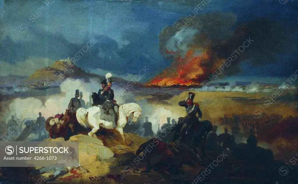 War by Gottfried Willewalde, (Bogdan Pavlovich), Oil on cardboard, 1872, 1818-1903, Russia, Moscow, State Tretyakov Gallery, 37x52