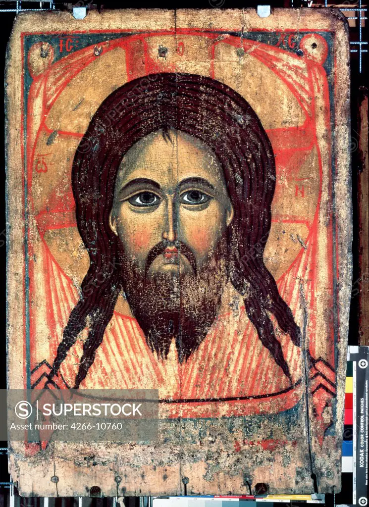 Jesus Christ, Russian icon, tempera on panel, 14th century, Russia, Moscow , State Tretyakov Gallery, . 104x74