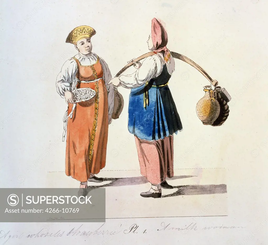 Selling Dairy by Christian Gottfried Heinrich Geissler, 1799, 1770-1844, Russia, Moscow Museum of Private Collections in A. Pushkin Museum of Fine Arts,