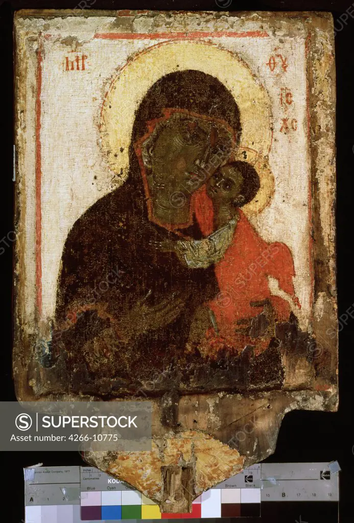 Virgin Mary and Jesus Christ, Russian icon, tempera on panel, 14th - 15th century, Russia, St. Petersburg , State Russian Museum,
