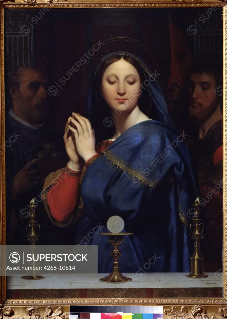 Virgin Mary and Host by Jean Auguste Dominique Ingres, oil on canvas, 1841, 1780-1867, Russia, Moscow , State A. Pushkin Museum of Fine Arts, 116x84
