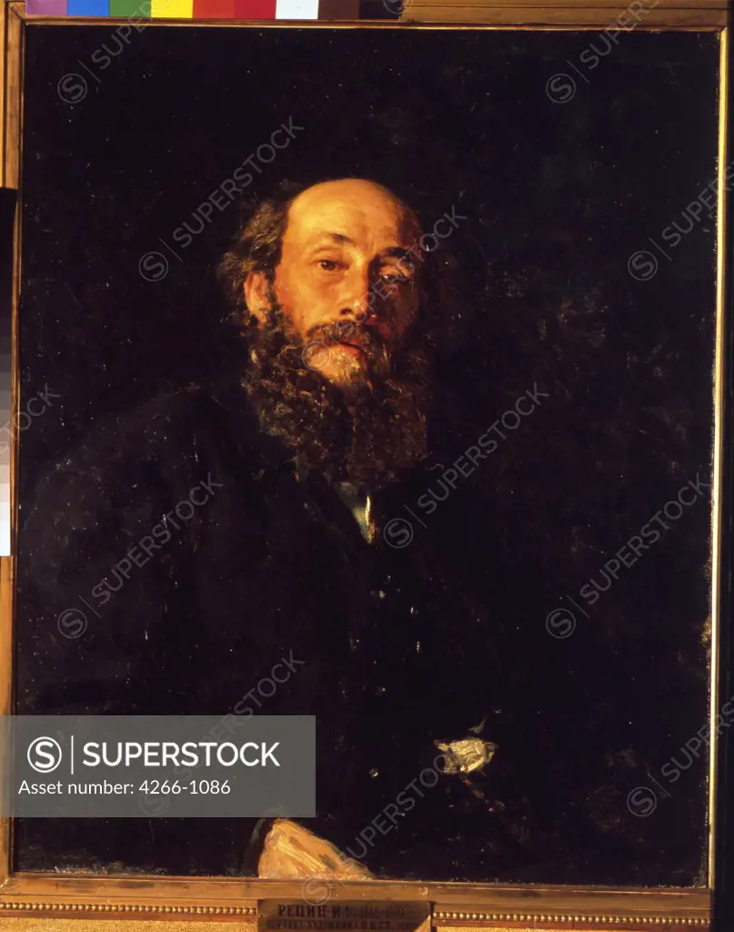 Portrait of man with beard by Ilya Yefimovich Repin, Oil on canvas, 1880, 1844-1930, Russia, Moscow, State Tretyakov Gallery, 82, 5x66, 2