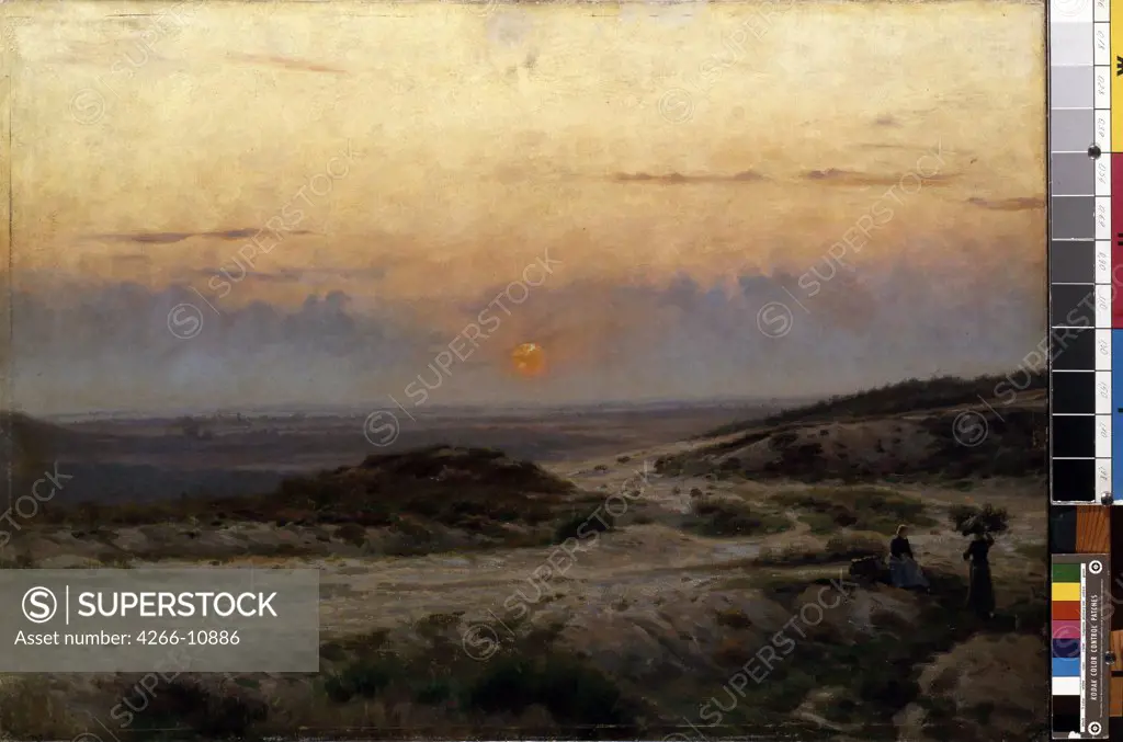 Sunset by Carl Emil Lund, oil on canvas, 1855-1928, Lithuania, Kaunas, State M. Ciurlionis Art Museum, 70x99, 5