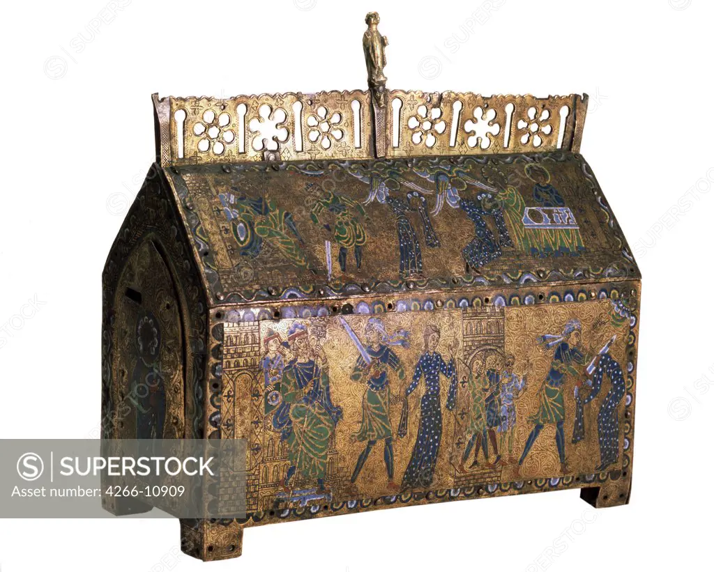 Treasure chest, enamel on copper, circa 1170, Russia, St. Petersburg, State Hermitage, 19, 5x27, 5