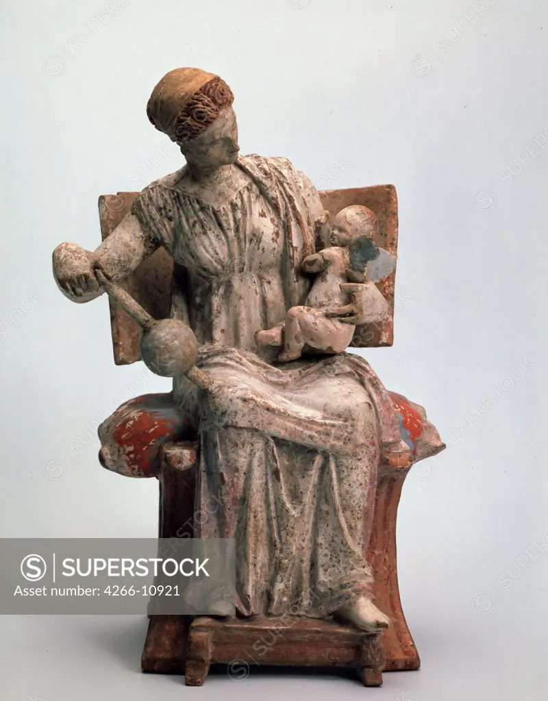 Mother with child by unknown artist, terracotta sculpture, 4th century BC, Russia, St Petersburg, State Hermitage, 18, 5