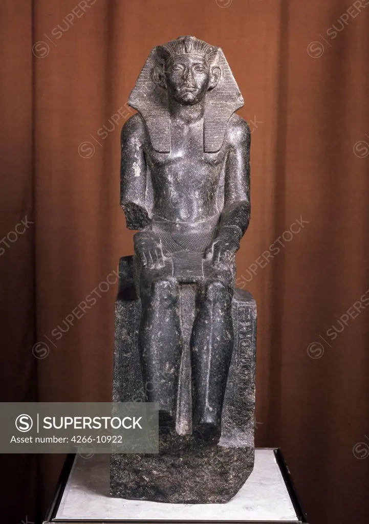 Amenemhet III by unknown artists, diorite-gneiss sculpture, 19th century BC, Russia, St Petersburg, State Hermitage, 86, 5