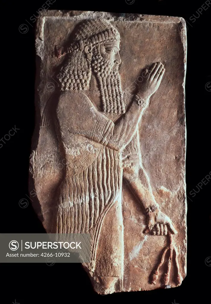 Sargon II by unknown artist, limestone, bas relief, 722-705 BC, Russia, St Petersburg, State Hermitage, 106x46