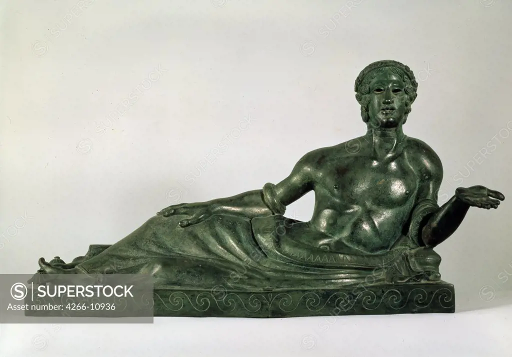 Man lying on side by unknown artist, bronze sculpture, 4th century BC, Russia, St Petersburg, State Hermitage, 42