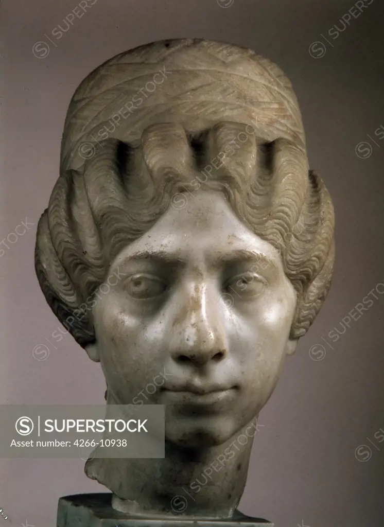 Female head by unknown artist, marble sculpture, 160-170, Russia, St Petersburg, State Hermitage, 30