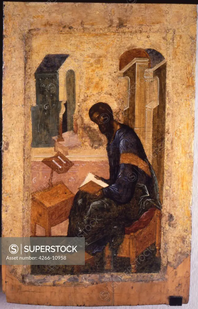 St Matthew Evangelist by Andrei Rublev, tempera on panel, 1360/70-1430, 15th century, Moscow School, Russia, Sergiyev Posad, Trinity Cathedral of the Trinity Lavra of St Sergius