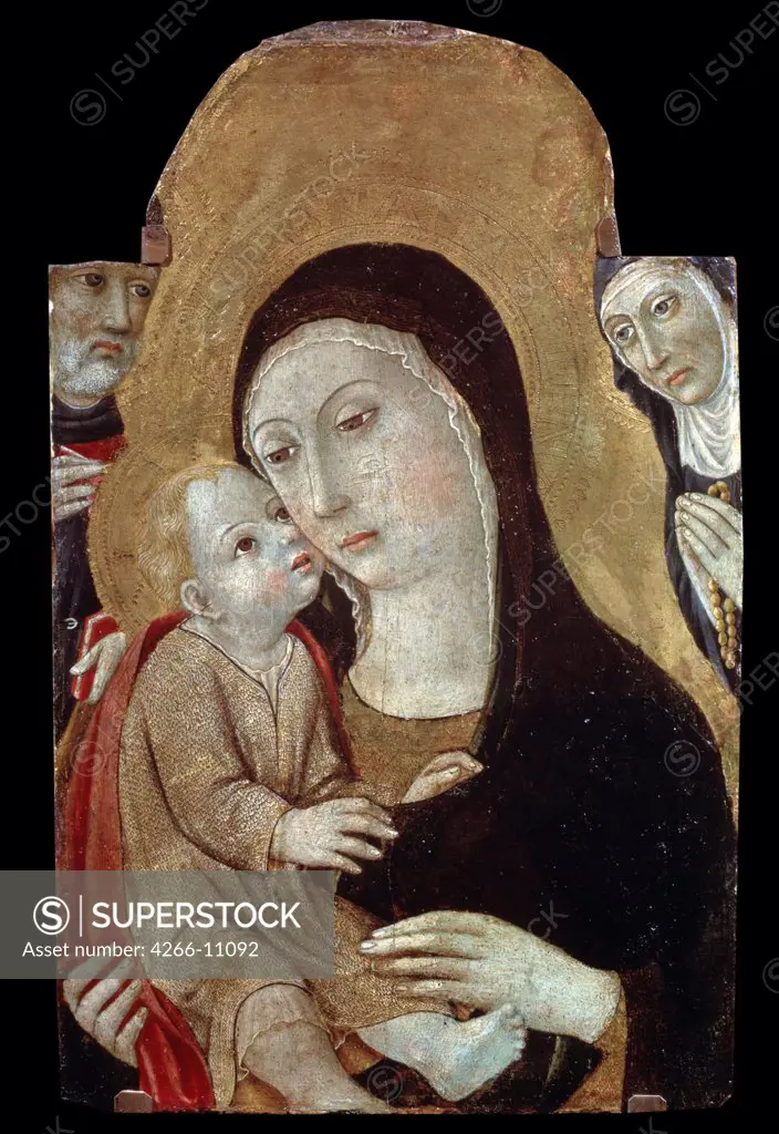 Virgin and child by Sano di Pietro, tempera on panel, 1406-1481, Russia, Moscow , State A. Pushkin Museum of Fine Arts, 43x27