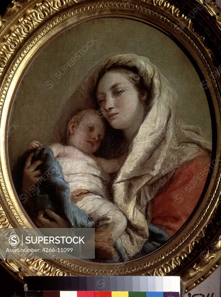 Virgin and child by Giandomenico Tiepolo, oil on canvas, 1780s, 1727-1804, Russia, Moscow , State A. Pushkin Museum of Fine Arts, 34x29