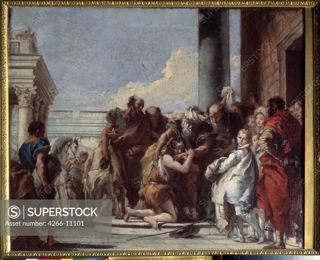 Return Of The Prodigal Son by Giandomenico Tiepolo, oil on canvas, 1780, 1727-1804, Russia, Moscow, State A. Pushkin Museum of Fine Arts, 49x59