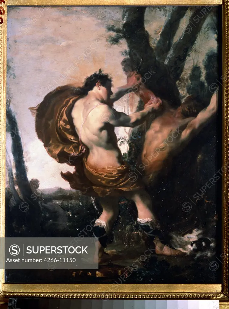 Apollo and Marsyas by Johann Liss, Oil on copper, 17th century, 1597-1631, Russia, Moscow, State A. Pushkin Museum of Fine Arts, 49, 5x37