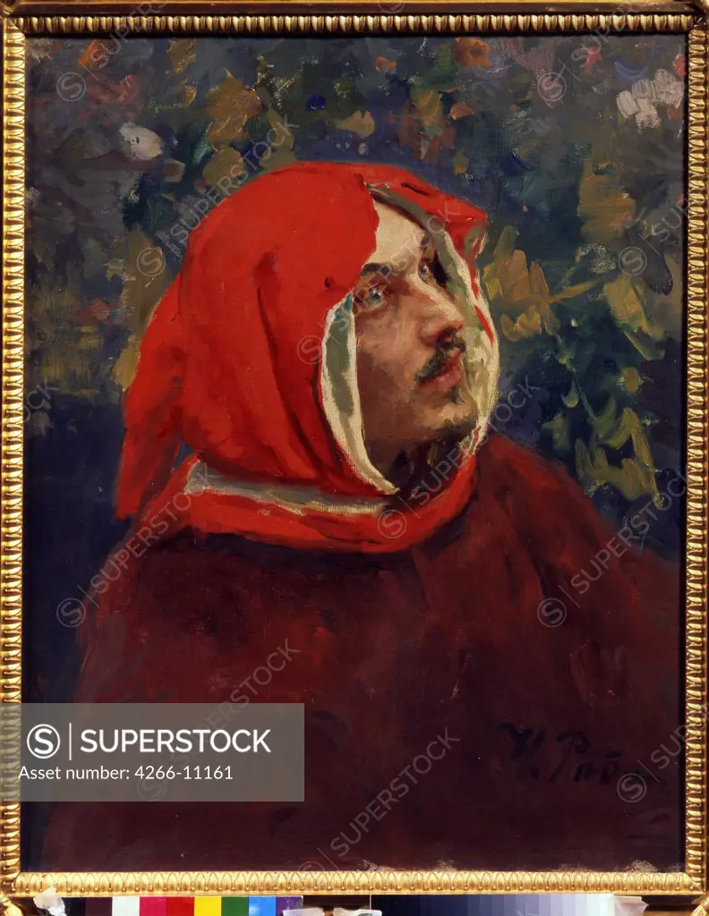 Dante Alighieri by Ilya Yefimovich Repin, Oil on canvas, 19th century, 1844-1930, Russia, Kostroma, State United Art Museum, 71, 5x57, 5