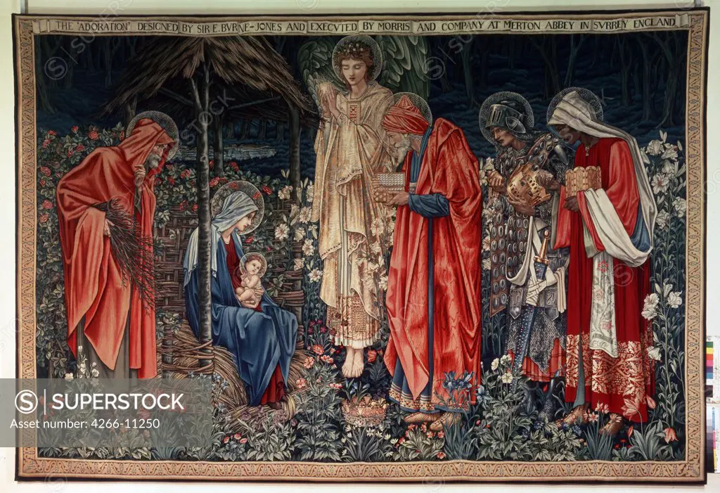 Adoration of Magi by Morris Tapestry Works, tapestry, 1890, Russia, St Petersburg, State Hermitage, 255x379