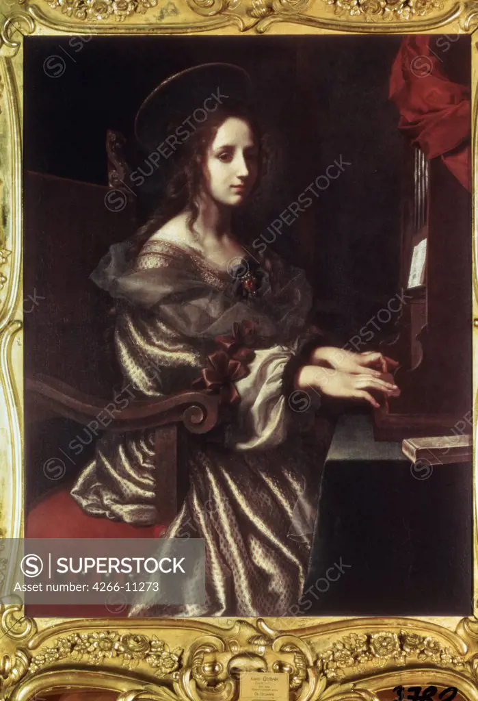 St Cecilia by Carlo Dolci, oil on canvas, 1640s , 1616-1686, Florentine School, Russia, St Petersburg, State Hermitage, 126x99, 5