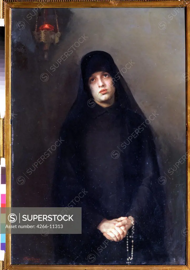 Portrait of nun by Varvara Matveyevna Baruzdina, oil on canvas , 1893, 1862-1941, Russia, Moscow, State Tretyakov Gallery, 108x73